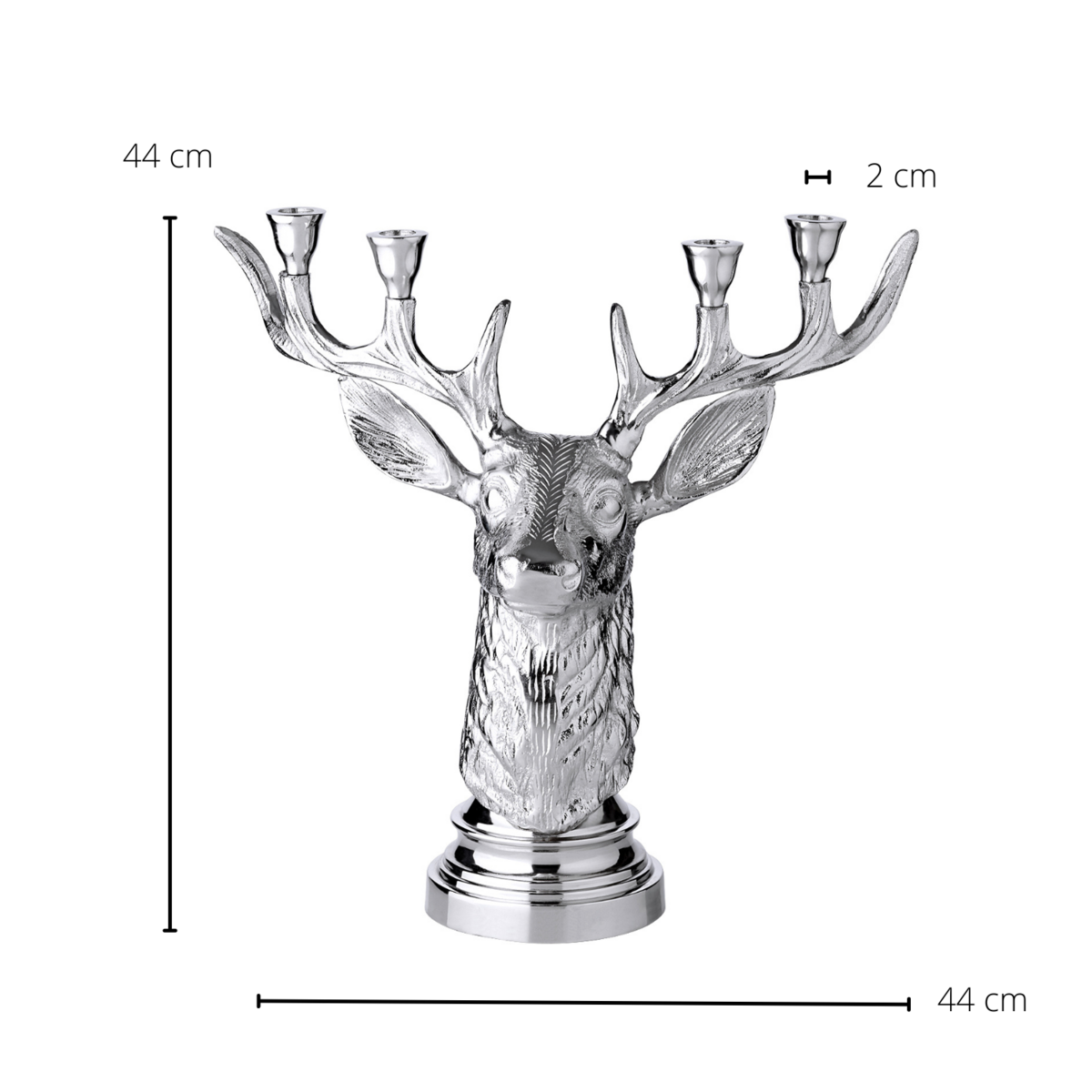 EDZARD Kerzenleuchter Kerzenhalter Hirsch Geweih, Aluminium vernickelt, für 2 Stabkerzen Copy