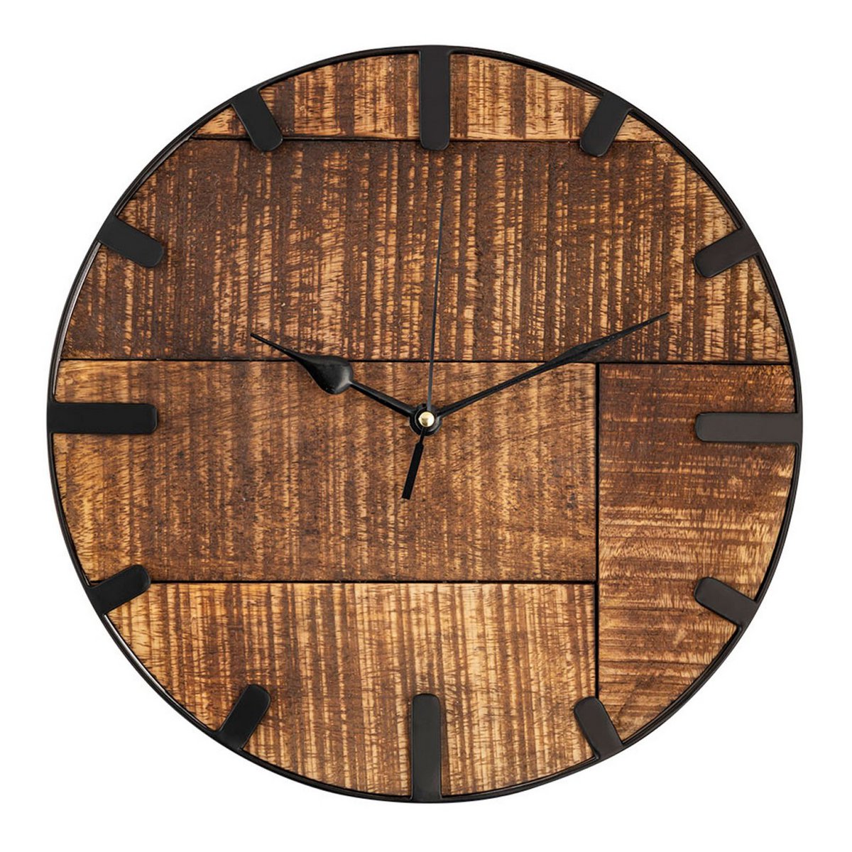 Wanduhr Holz ø 30 cm Wohnzimmeruhr modern rund aus Holz Vintage lautlos aus Mangoholz massiv