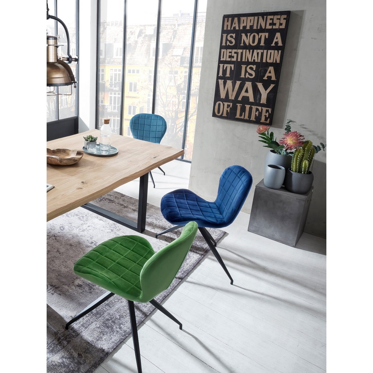 Tisch 140x80 cm, Wildeiche, schwarzes Gestell