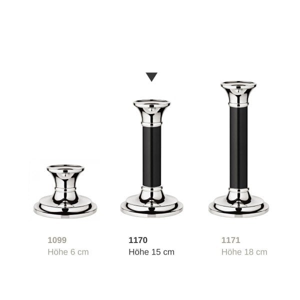 EDZARD Kerzenleuchter Fiona mit schwarzem Schaft, edel versilbert, anlaufgeschützt, Höhe 15 cm